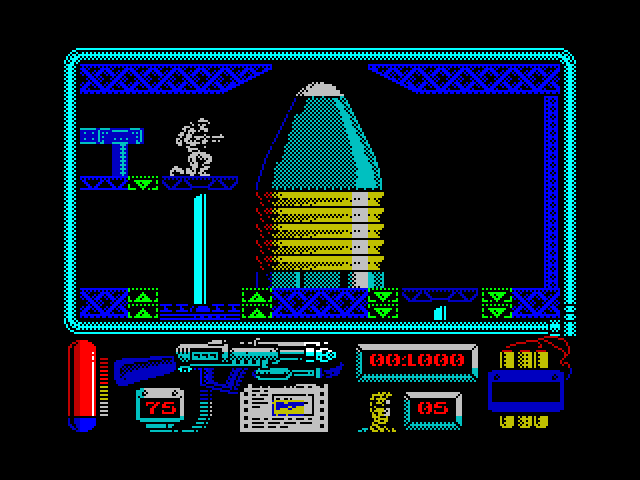 Navy Moves ZX Spectrum Screenshot: Use these moving platforms to reach different levels.