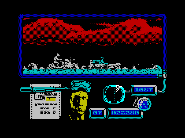 Navy Moves ZX Spectrum Screenshot: An enemy sneaks up from behind...