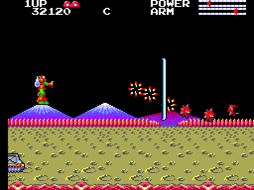 TransBot Sega Master System Screenshot: Transformed into a robot...