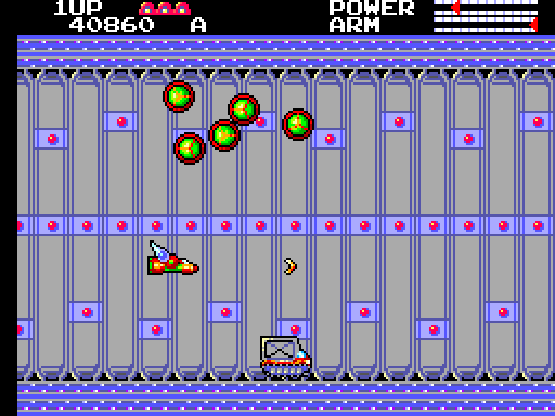 TransBot Sega Master System Screenshot: Shoot the truck to release a weapons power up.