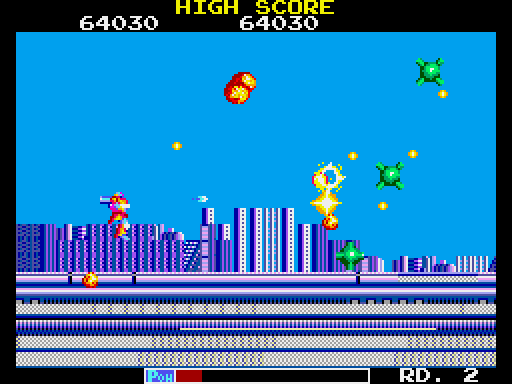 TransBot Arcade Screenshot: Opponents appear in varying waves.