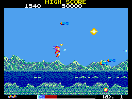 TransBot Arcade Screenshot: Incoming rockets.