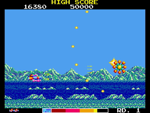 TransBot Arcade Screenshot: The first end of level boss.
