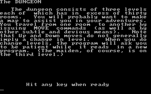 Maiden IBM PC/Compatibles Screenshot: About the dungeon