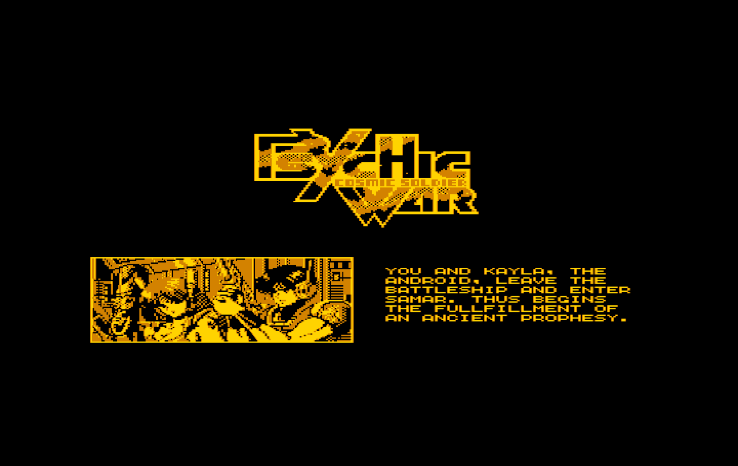 Cosmic Soldier: Psychic War IBM PC/Compatibles Screenshot: The introduction continues...