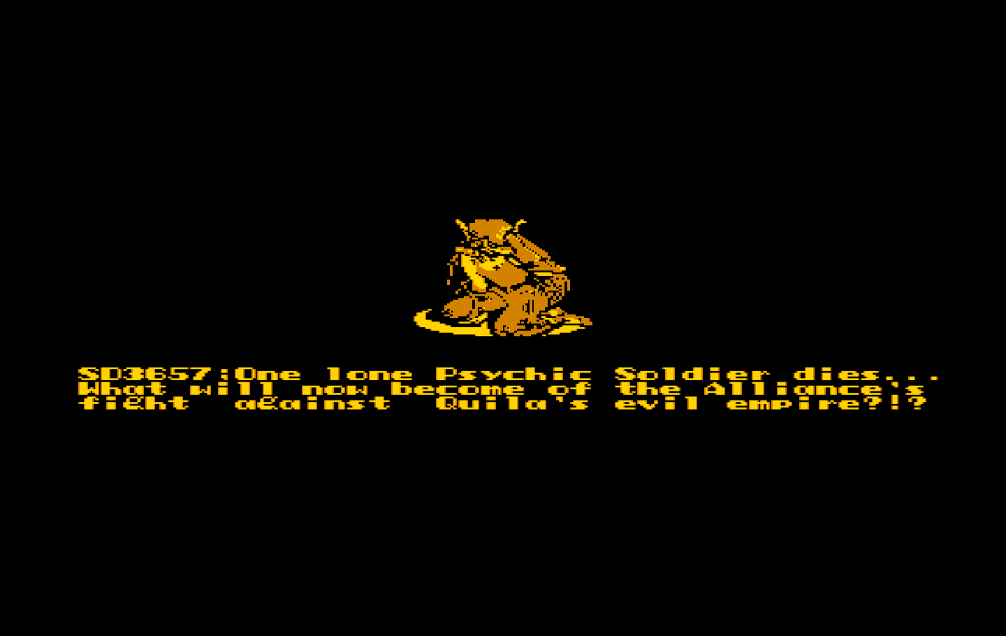 Cosmic Soldier: Psychic War IBM PC/Compatibles Screenshot: Game over.
