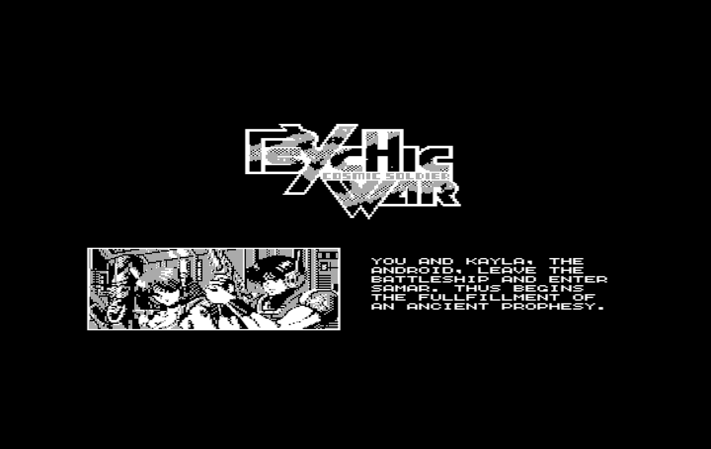 Cosmic Soldier: Psychic War IBM PC/Compatibles Screenshot: The introduction continues...