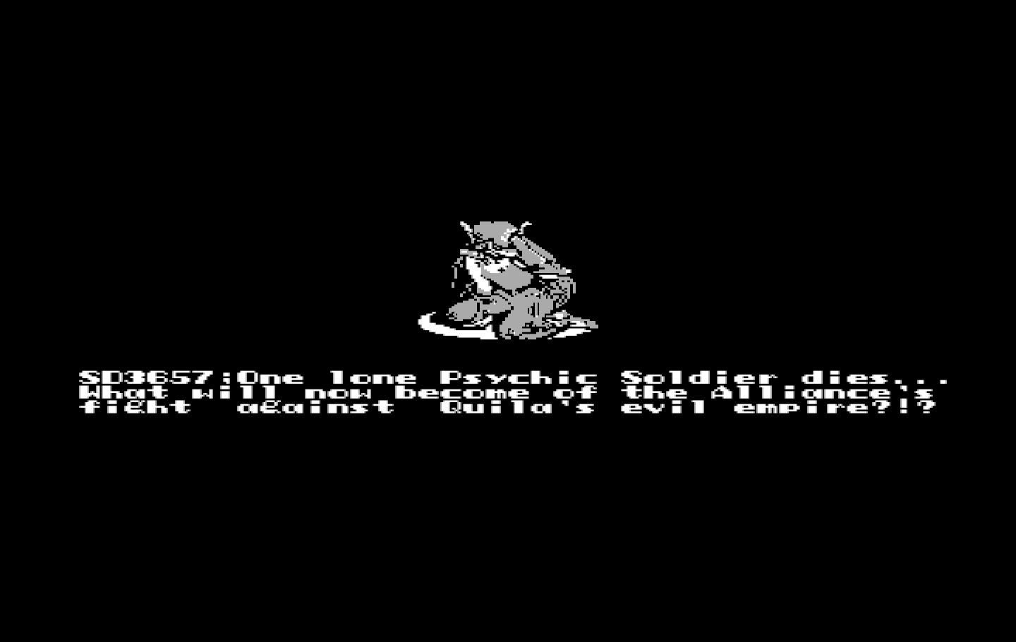 Cosmic Soldier: Psychic War IBM PC/Compatibles Screenshot: Game over.