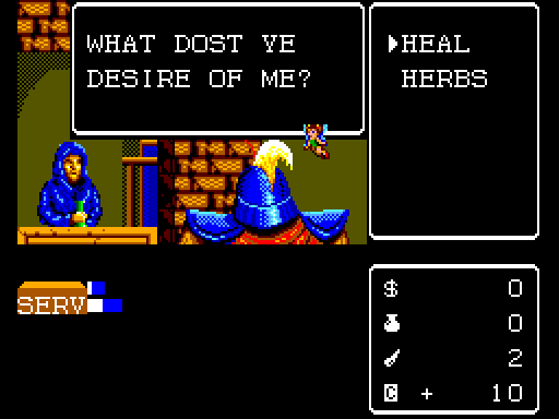 Miracle Warriors: Seal of the Dark Lord Sega Master System Screenshot: If I had money I could heal here...