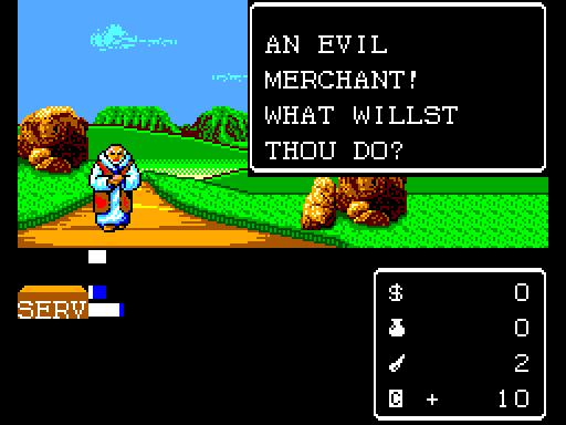 Miracle Warriors: Seal of the Dark Lord Sega Master System Screenshot: Oh no, an evil merchant!