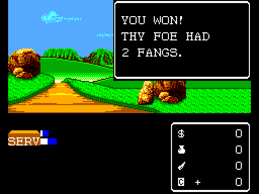 Miracle Warriors: Seal of the Dark Lord Sega Master System Screenshot: I won this round!