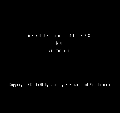 Arrows and Alleys Exidy Sorcerer Screenshot: Title screen.