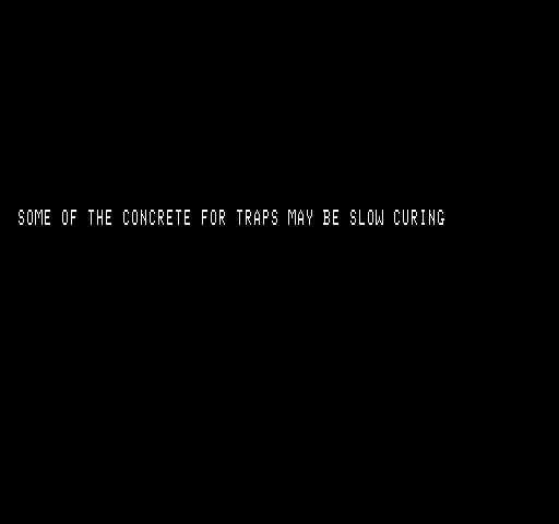 Tank Trap Exidy Sorcerer Screenshot: Some of the concrete is slow curing...be careful!