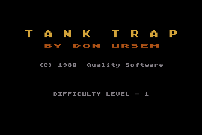 Tank Trap Atari 8-bit Screenshot: Title screen.