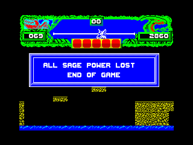 Vixen ZX Spectrum Screenshot: Game over.