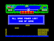 Vixen for ZX Spectrum - Game over.