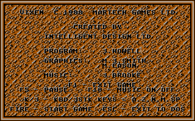 Vixen IBM PC/Compatibles Screenshot: Credits screen.