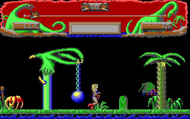 Vixen IBM PC/Compatibles Screenshot: Be sure to avoid or whip that creature up ahead...