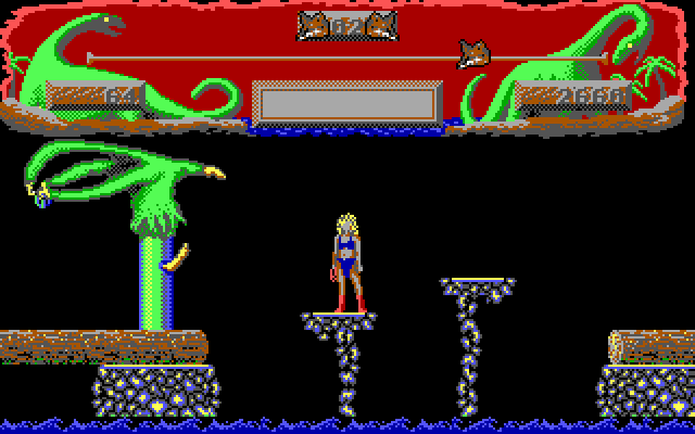 Vixen IBM PC/Compatibles Screenshot: Jump carefully on these small platforms.