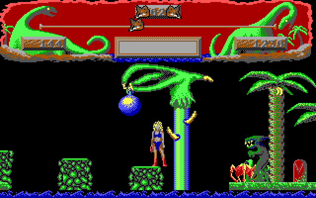 Vixen IBM PC/Compatibles Screenshot: Time your jump across this gap carefully!