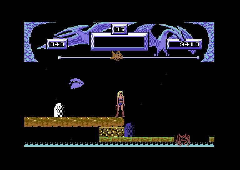 Vixen Commodore 64 Screenshot: Bonus rounds begin when the fox meter at the top is full.