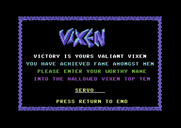 Vixen for Commodore 64 - Game over; a new high score!