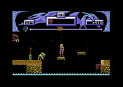 Vixen for Commodore 64 - Time your jumps carefully on these small platforms.