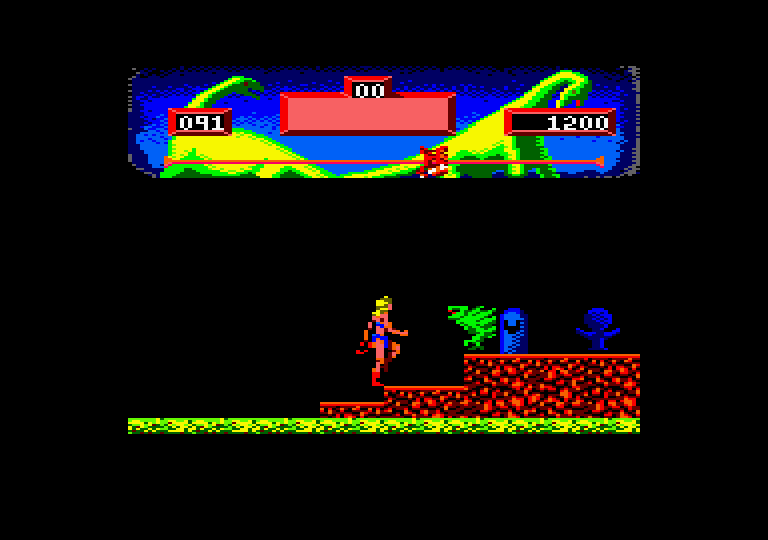 Vixen Amstrad CPC Screenshot: Running up some platforms...