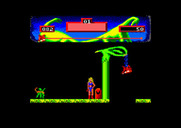 Vixen for Amstrad CPC - Jump the gap to the right, and avoid the creature to the left!