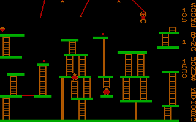 Big Top IBM PC/Compatibles Screenshot: Swinging from a rope.