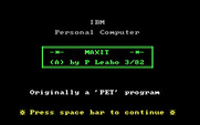 Maxit for IBM PC/Compatibles - Title screen.