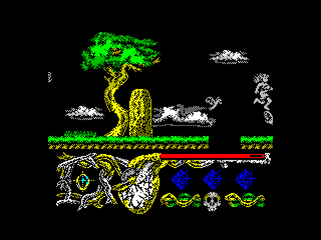 Hundra ZX Spectrum Screenshot: Don't fall through gaps in the platform.