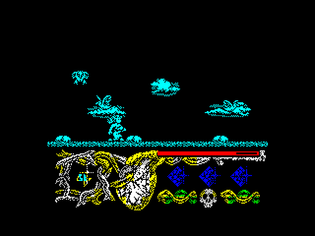 Hundra ZX Spectrum Screenshot: I didn't time my jump right and sink into the water... (color off mode).