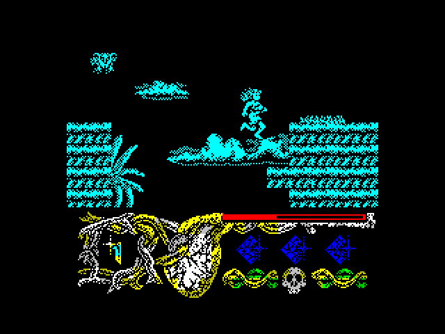 Hundra ZX Spectrum Screenshot: Can I make this jump? (color off mode).