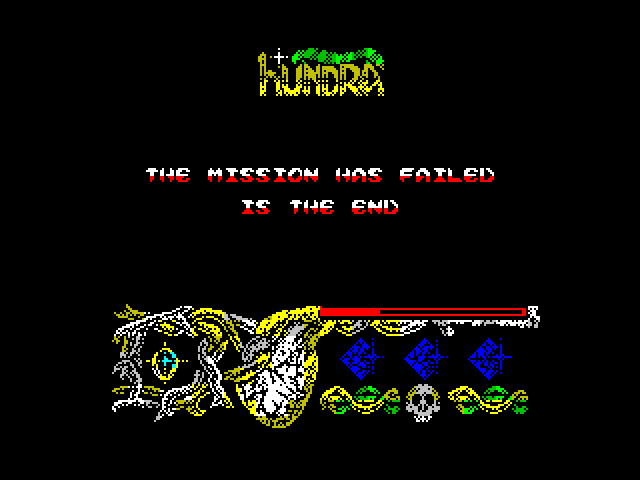 Hundra ZX Spectrum Screenshot: Game over.