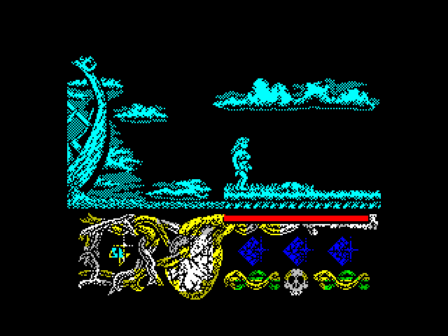 Hundra ZX Spectrum Screenshot: Game start (color off mode).