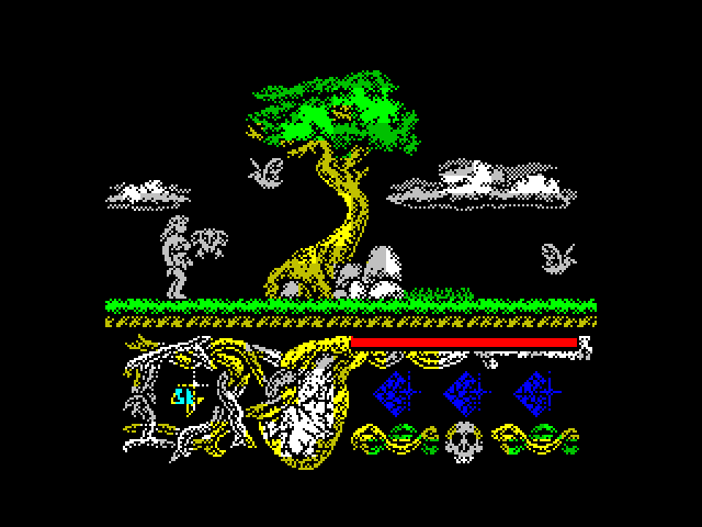 Hundra ZX Spectrum Screenshot: Watch out for the various flying creatures...