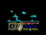 Hundra for ZX Spectrum - I didn't time my jump right and sink into the water... (color off mode).
