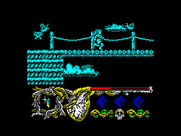 Hundra for ZX Spectrum - About to cross a bridge (color off mode).