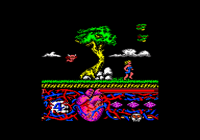 Hundra Amstrad CPC Screenshot: Watch out for flying creatures!