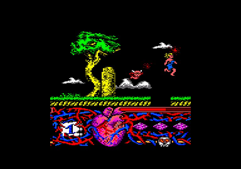 Hundra Amstrad CPC Screenshot: Jumping over a gap...