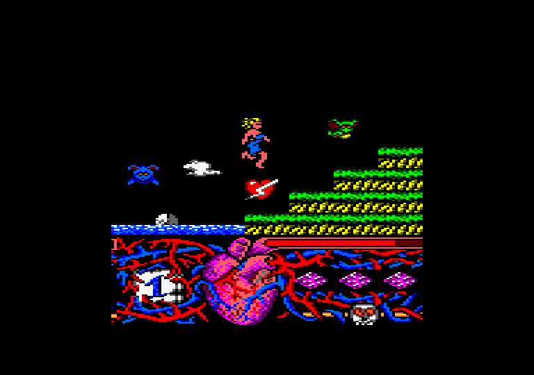 Hundra Amstrad CPC Screenshot: A heart to restore energy.