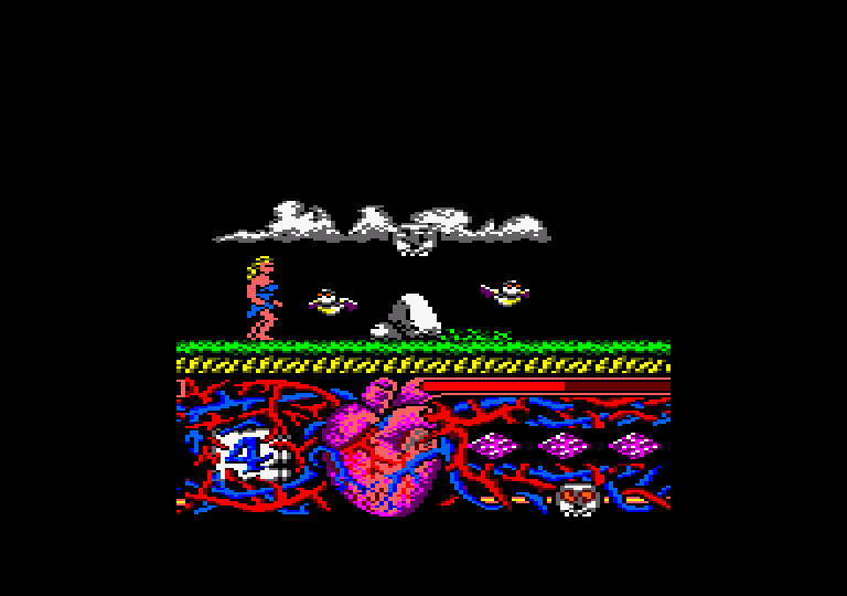 Hundra Amstrad CPC Screenshot: Jump over rocks to get past them...