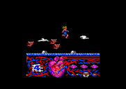 Hundra for Amstrad CPC - Time your jumps carefully to get past the water...