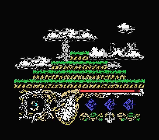 Hundra MSX Screenshot: Up in the clouds again.