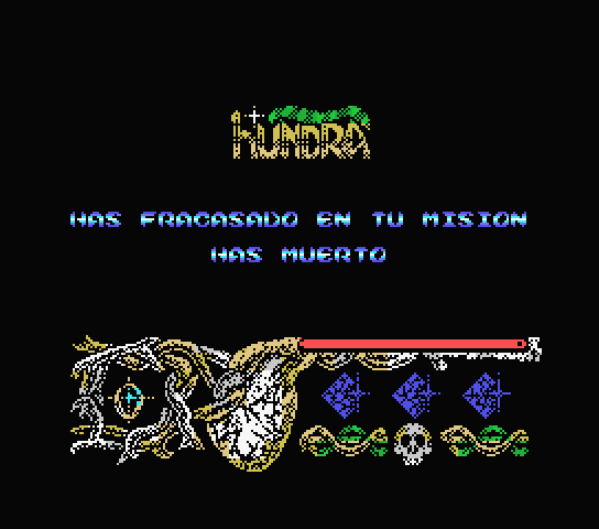 Hundra MSX Screenshot: Game over.
