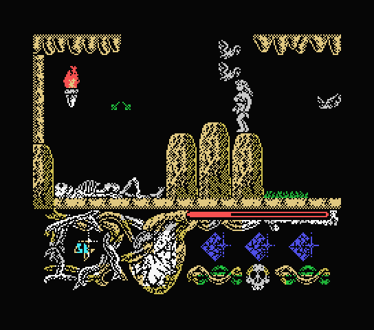 Hundra MSX Screenshot: At the bottom of a cavern.