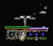 Hundra for MSX - Jump on the rocks to cross the water.