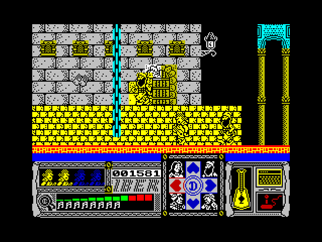 Casanova ZX Spectrum Screenshot: I can climb this rope, or continue to the left...