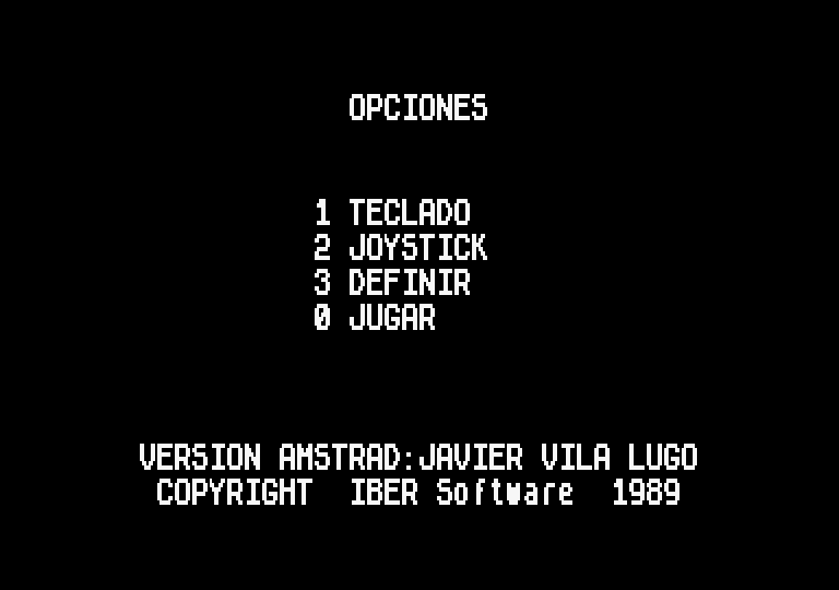 Casanova Amstrad CPC Screenshot: The main menu.